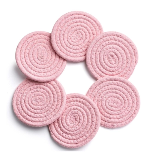 Generic Cotton Rope Drink Coasters 6 Pcs Set (Pink) Generic Cotton Rope Drink Coasters 6 Pcs Set (Pink)