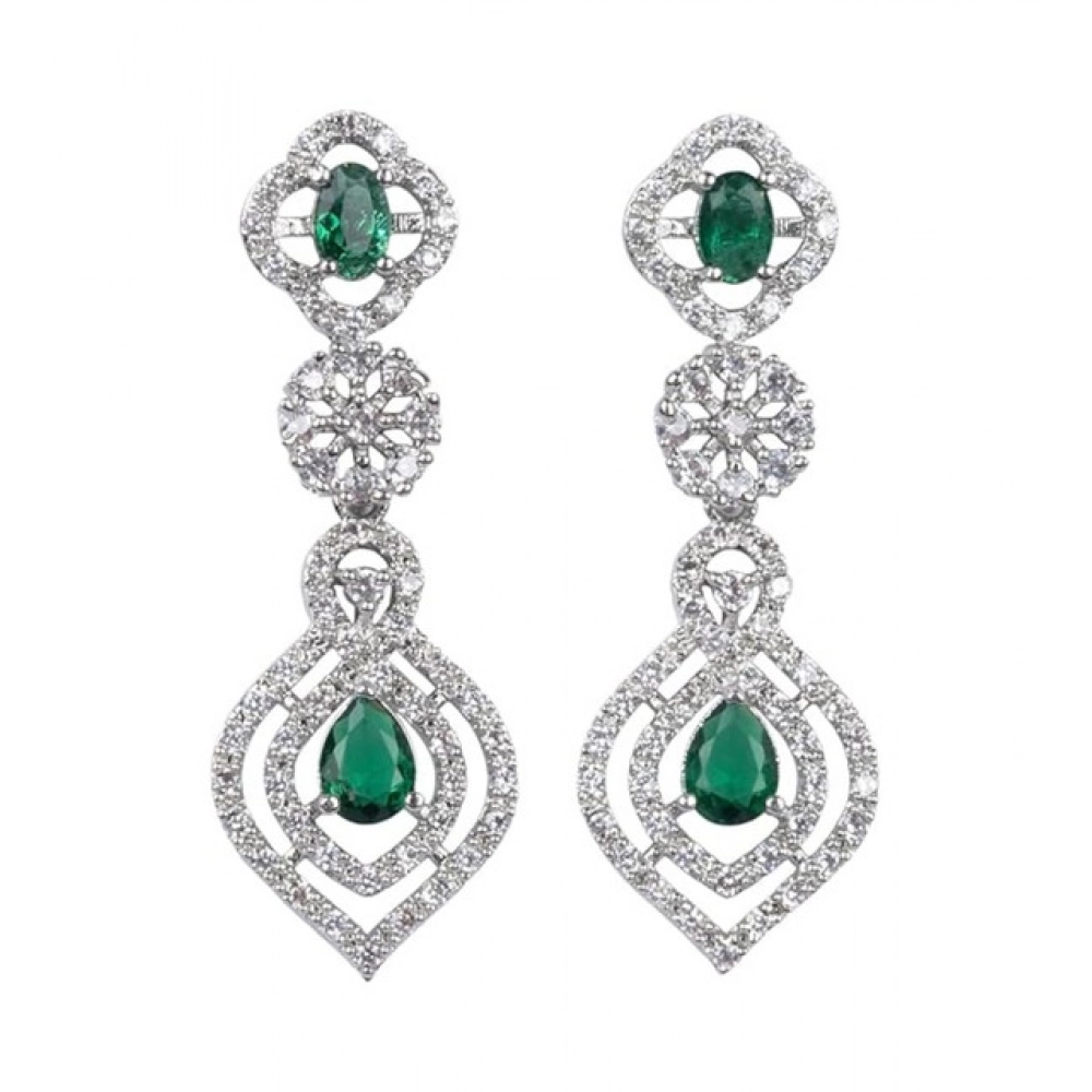 Generic Women's Brass Silver Plated Necklace set (Green) Generic Women's Brass Silver Plated Necklace set (Green)