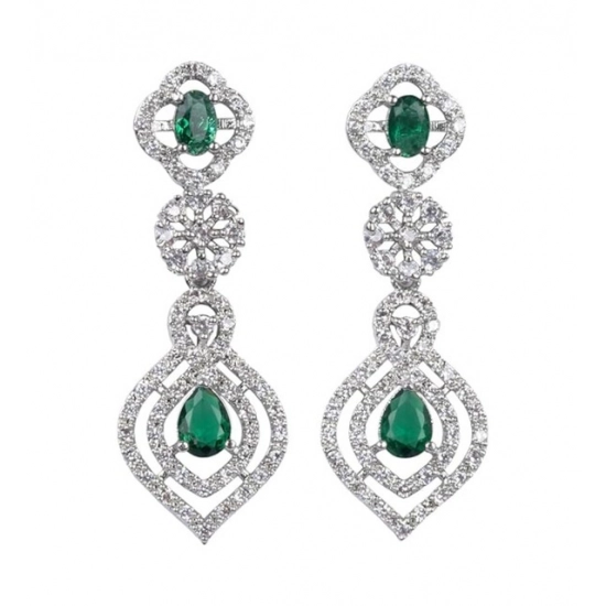 Generic Women's Brass Silver Plated Necklace set (Green) Generic Women's Brass Silver Plated Necklace set (Green)
