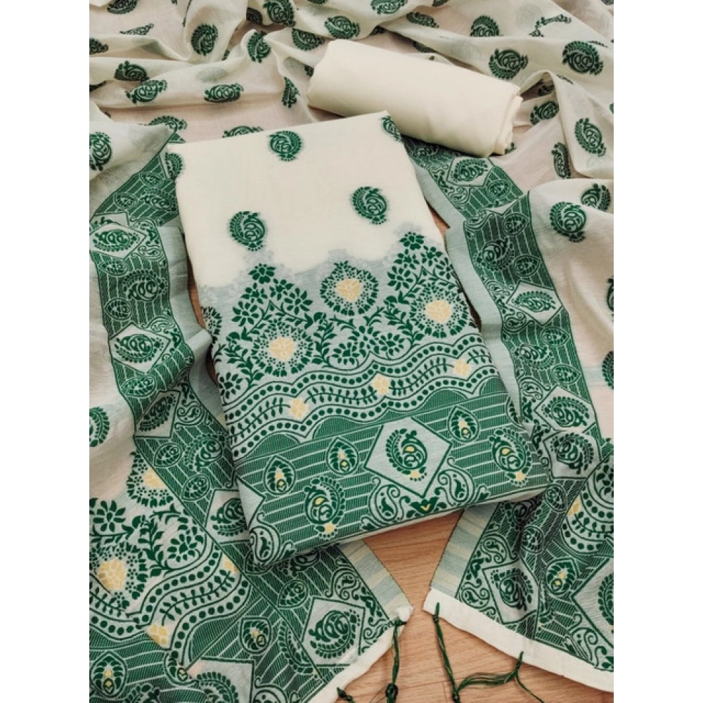 Generic Women's Banarasi Silk Printed Unstitched Salwar Suit Material With Dupatta (Bottle Green, 3Mtrs) Generic Women's Banarasi Silk Printed Unstitched Salwar Suit Material With Dupatta (Bottle Green, 3Mtrs)