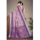 Generic Women's Cotton Silk  Printed Saree With Unstitched Blouse 5.5Mtr (Purple)