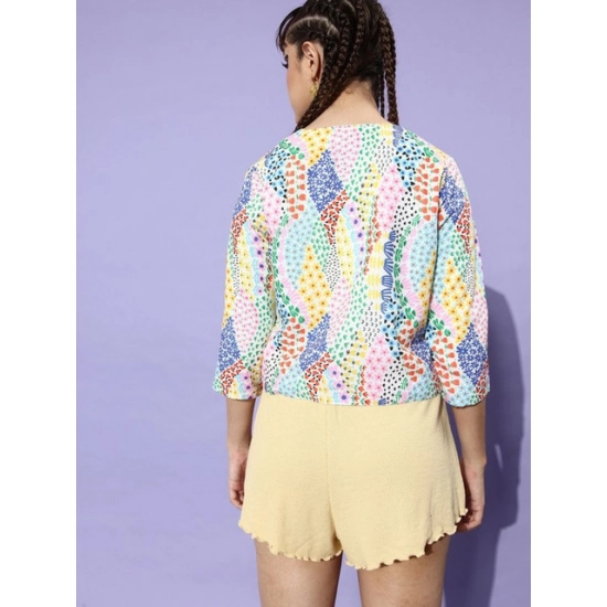Generic Women's Polyester Floral 3-4th Sleeves Shrug (Multicolor) Generic Women's Polyester Floral 3-4th Sleeves Shrug (Multicolor)