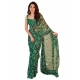 Generic Women's Georgette Floral Printed Saree With Unstitched Blouse 5.5Mtr (Black-Green)