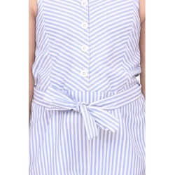 Generic Girl's Polyester Cotton Blend Striped Sleeveless Jumpsuit (Light Blue)