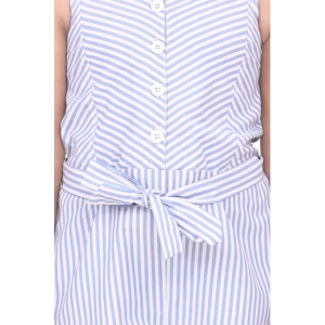 Generic Girl's Polyester Cotton Blend Striped Sleeveless Jumpsuit (Light Blue)