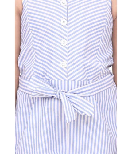 Generic Girl's Polyester Cotton Blend Striped Sleeveless Jumpsuit (Light Blue)