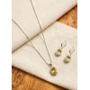 Generic Women's Brass Silver Plated Pendant Set (Yellow)