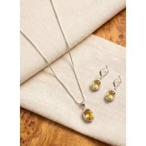 Generic Women's Brass Silver Plated Pendant Set (Yellow)