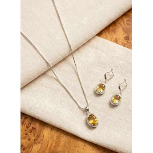 Generic Women's Brass Silver Plated Pendant Set (Yellow)