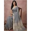 Generic Women's Cotton Printed Saree With Unstitched Blouse 5.5Mtr (Gray)