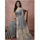 Generic Women's Cotton Printed Saree With Unstitched Blouse 5.5Mtr (Gray)