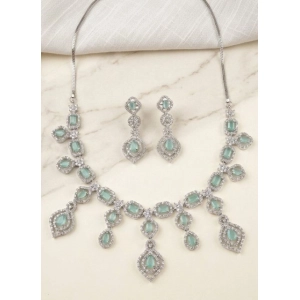 Generic Women's Brass Silver Plated Necklace set (Turquoise)