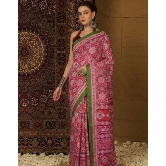 Generic Women's Crepe Printed Saree With Unstitched Blouse 5.5Mtr (Pink) Generic Women's Crepe Printed Saree With Unstitched Blouse 5.5Mtr (Pink)