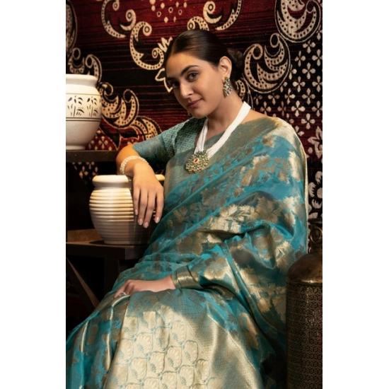 Generic Women's Organza Woven Saree With Unstitched Blouse 5.5Mtr (Light_Blue) Generic Women's Organza Woven Saree With Unstitched Blouse 5.5Mtr (Light_Blue)