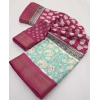 Generic Women's Cotton Blend Printed Saree With Unstitched Blouse 5.5Mtr (Multicolor)