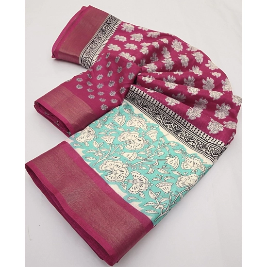Generic Women's Cotton Blend Printed Saree With Unstitched Blouse 5.5Mtr (Multicolor) Generic Women's Cotton Blend Printed Saree With Unstitched Blouse 5.5Mtr (Multicolor)