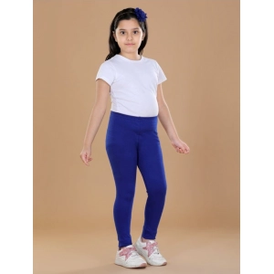 Generic Girl's Cotton Lycra Solid Elasticated Leggings (Blue)