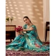 Generic Women's Faux_Silk Printed Saree With Unstitched Blouse 5.5Mtr (Aqua_Blue)