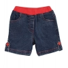 Generic Girl's Denim Lace Inserts Sleeveless Shorts (Blue-Red)