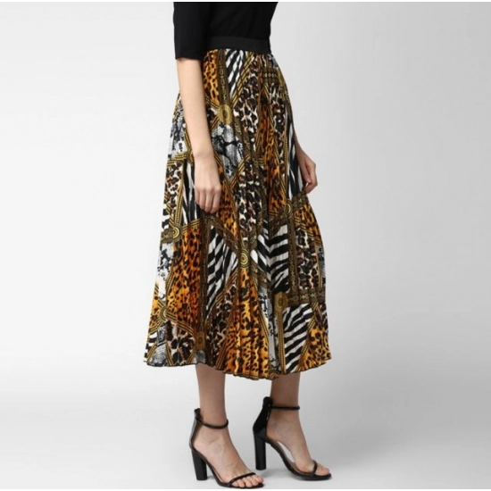 Generic Women's Satin Pleated Elasticated Skirt (Multicolor) Generic Women's Satin Pleated Elasticated Skirt (Multicolor)