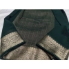 Generic Women's Crepe Chit Pallu Solid Saree With Unstitched Blouse 5.5Mtr (Bottle Green)
