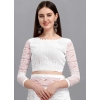 Generic Women's Net Self Design Saree With Unstitched Blouse 5.5Mtr (White)