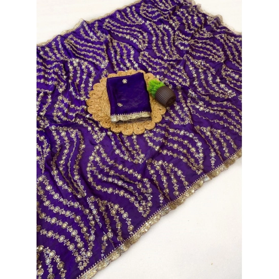 Generic Women's Satin Embellished Saree With Unstitched Blouse 5.5Mtr (Purple) Generic Women's Satin Embellished Saree With Unstitched Blouse 5.5Mtr (Purple)