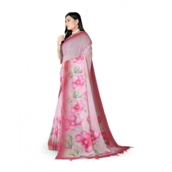 Generic Women's Georgette Floral Printed Saree With Unstitched Blouse 5.5Mtr (Rose Pink)