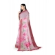 Generic Women's Georgette Floral Printed Saree With Unstitched Blouse 5.5Mtr (Rose Pink)