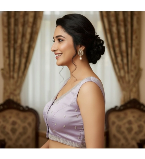 Generic Women's Zimmi Choo Sequin Work V-Neck Padded Blouse (Lavender 38 Ready (Self Alterable 36–40)