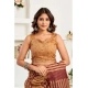 Generic Women's Linen Cotton Printed Ready To Wear Saree With Unstitched Blouse 5.5 Mtr (Brown)