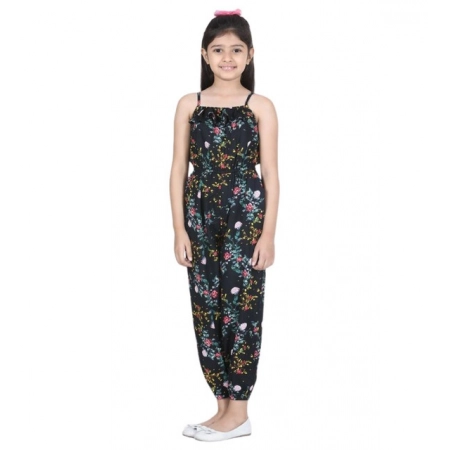 Generic Girl's Rayon Flamingo Print Sleeveless Jumpsuit (Black-Multicolor) Generic Girl's Rayon Flamingo Print Sleeveless Jumpsuit (Black-Multicolor)