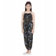 Generic Girl's Rayon Flamingo Print Sleeveless Jumpsuit (Black-Multicolor)