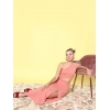 Generic Women's Polyester Lycra Solid Sleeveless Dress (Pink)