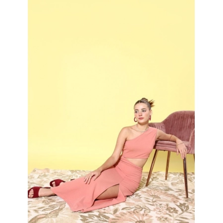 Generic Women's Polyester Lycra Solid Sleeveless Dress (Pink) Generic Women's Polyester Lycra Solid Sleeveless Dress (Pink)