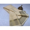 Generic Women's Crepe Chit Pallu Solid Saree With Unstitched Blouse 5.5Mtr (Beige)