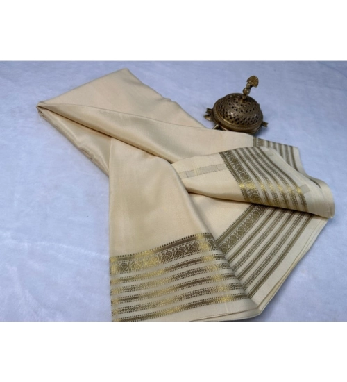 Generic Women's Crepe Chit Pallu Solid Saree With Unstitched Blouse 5.5Mtr (Beige) Generic Women's Crepe Chit Pallu Solid Saree With Unstitched Blouse 5.5Mtr (Beige)