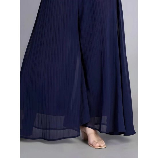 Generic Women's Pack of 1 Georgette Solid High Rise Wide Leg Flared Palazzo Pants with Elastic Waist (Navy Blue) Generic Women's Pack of 1 Georgette Solid High Rise Wide Leg Flared Palazzo Pants with Elastic Waist (Navy Blue)