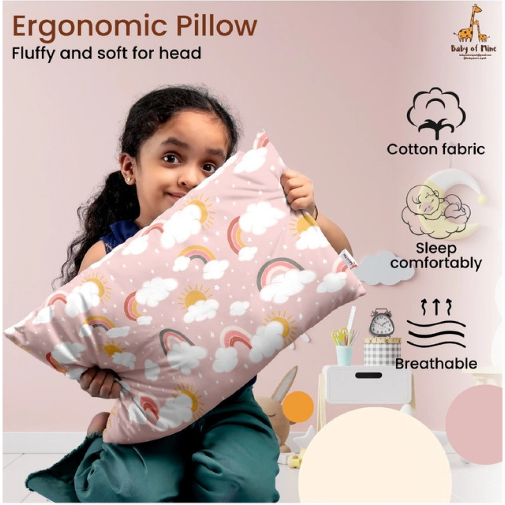 Soft Plush Printed Baby Infant Pillow for Kids Age 1 To 5 Years (Pink)