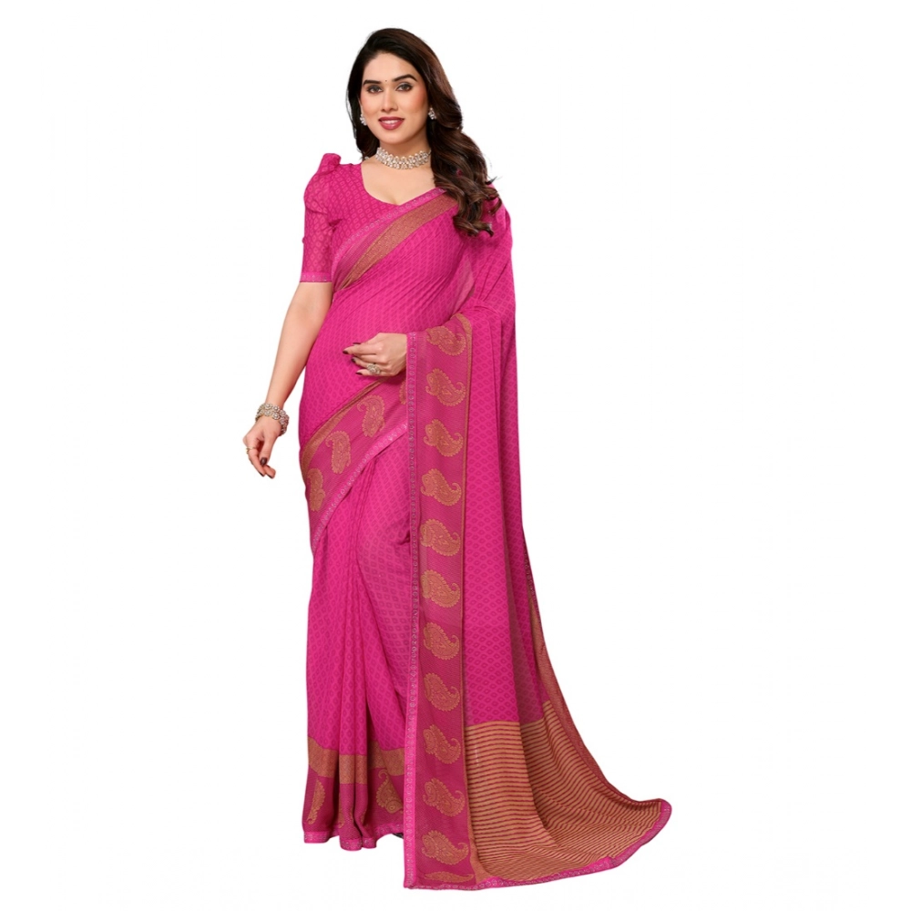 Generic Women's Georgette Printed Saree With Unstitched Blouse 5.5Mtr (Pink) Generic Women's Georgette Printed Saree With Unstitched Blouse 5.5Mtr (Pink)