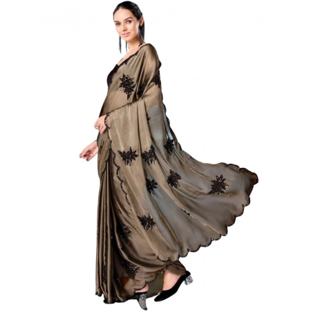 Generic Women's Viscose Silk Embroidered Saree With Unstitched Blouse 5.5Mtr (Beige) Generic Women's Viscose Silk Embroidered Saree With Unstitched Blouse 5.5Mtr (Beige)