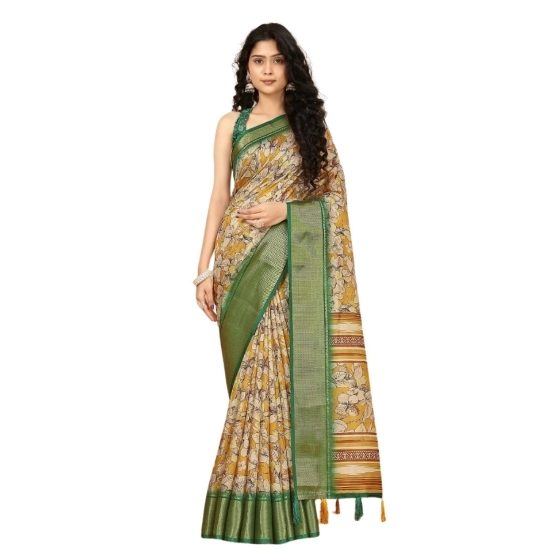 Generic Women's Cotton Silk Floral Printed Saree With Unstitched Blouse 5.5Mtr (Mustard) Generic Women's Cotton Silk Floral Printed Saree With Unstitched Blouse 5.5Mtr (Mustard)