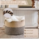 Generic Cotton Pack Of_1 16x14 Inch Storage Basket For Clothes With Out Lid (Beige-Beige-Black)