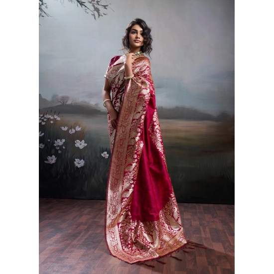Generic Women's Silk Blend Printed Saree With Unstitched Blouse 5.5Mtr (Maroon) Generic Women's Silk Blend Printed Saree With Unstitched Blouse 5.5Mtr (Maroon)