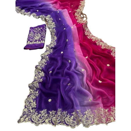 Generic Women's Satin Embellished Saree With Unstitched Blouse 5.5Mtr (Multicolor) Generic Women's Satin Embellished Saree With Unstitched Blouse 5.5Mtr (Multicolor)
