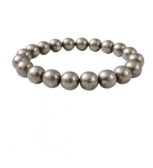 Generic Natural Crystal 8mm Pyrite Bracelet  (Grey)
