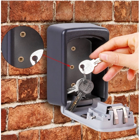 Generic Wall-Mounted ABS Plastic Key Lock Box (Grey-Black )