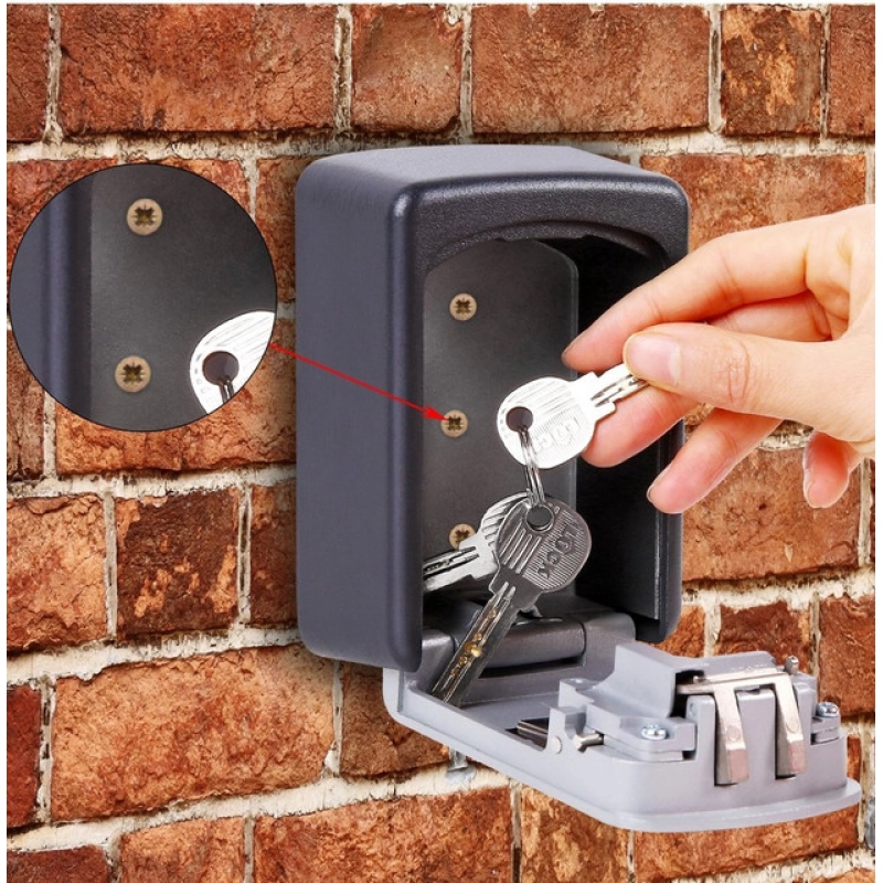 Generic Wall-Mounted ABS Plastic Key Lock Box (Grey-Black )