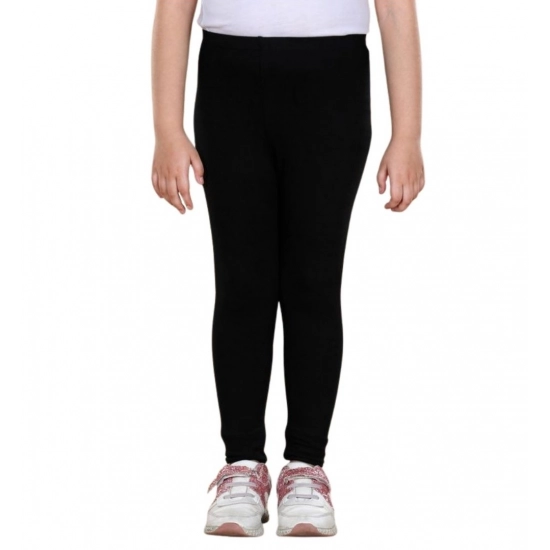 Generic Girl's Cotton Lycra Solid Elasticated Leggings (Black)