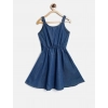 Generic Girl's Denim Printed Short Sleeve Dress with Straps (Blue) Generic Girl's Denim Printed Short Sleeve Dress with Straps (Blue)